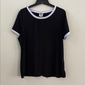 Anne Klein Black Tee with White Accents
